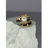 925 STERLING SILVER GOLD PLATED PEARL RING SIZE ADJUSTABLE