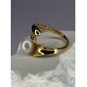 925 STERLING SILVER GOLD PLATED PEARL RING SIZE ADJUSTABLE