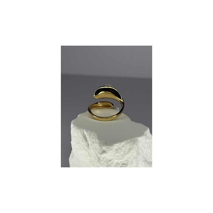 925 STERLING SILVER GOLD PLATED PEARL RING SIZE ADJUSTABLE