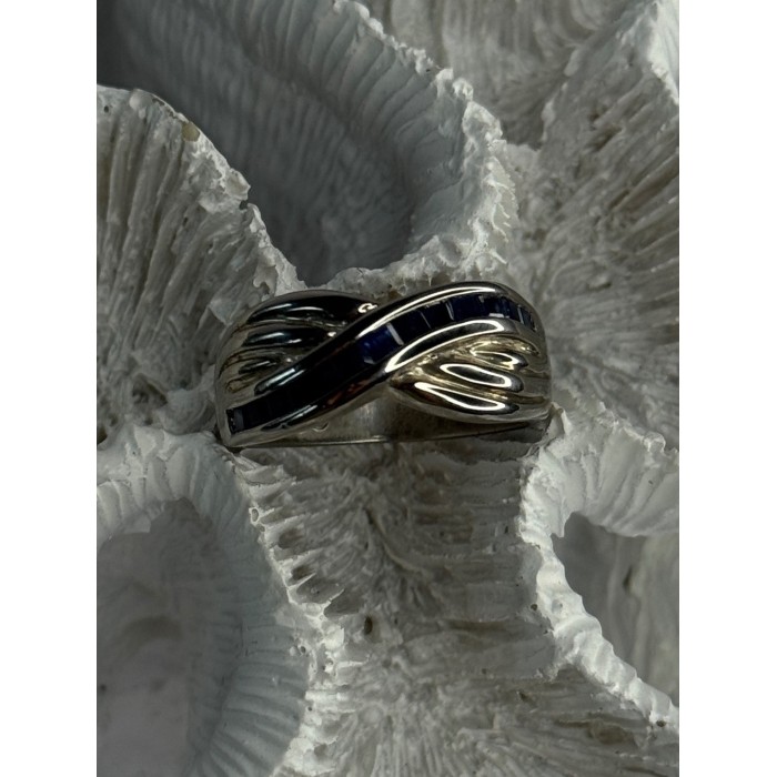 925 Sterling Silver Sapphire Ring Size 8