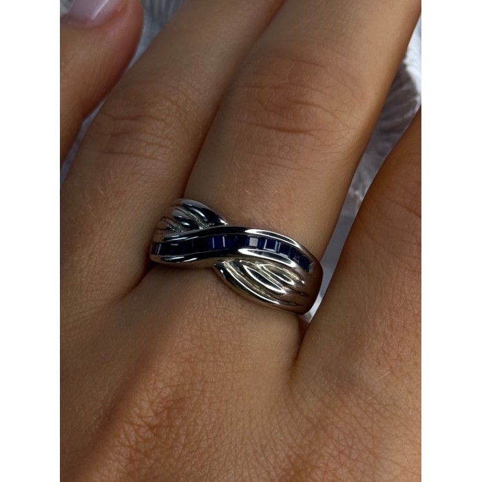 925 Sterling Silver Sapphire Ring Size 8