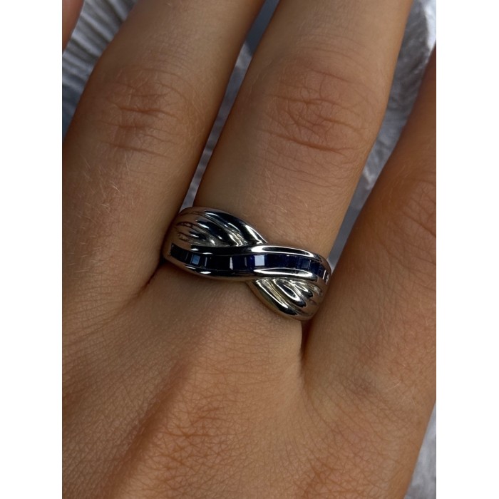 925 Sterling Silver Sapphire Ring Size 8