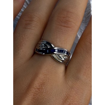 925 Sterling Silver Sapphire Ring Size 8