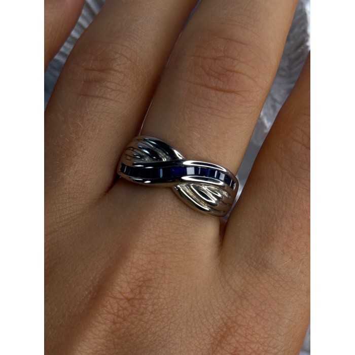 925 Sterling Silver Sapphire Ring Size 8