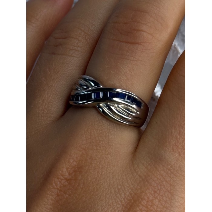 925 Sterling Silver Sapphire Ring Size 8