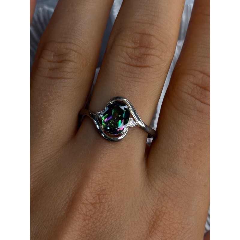 925 Sterling Silver Alexandrite & Beryl Ring Size 10.5