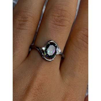 925 Sterling Silver Alexandrite & Beryl Ring Size 10.5