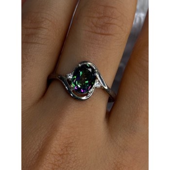 925 Sterling Silver Alexandrite & Beryl Ring Size 10.5
