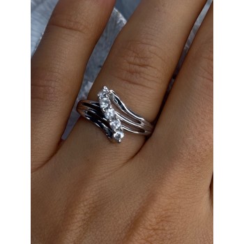 925 Sterling Silver Sun White Topaz Ring Size 6.5