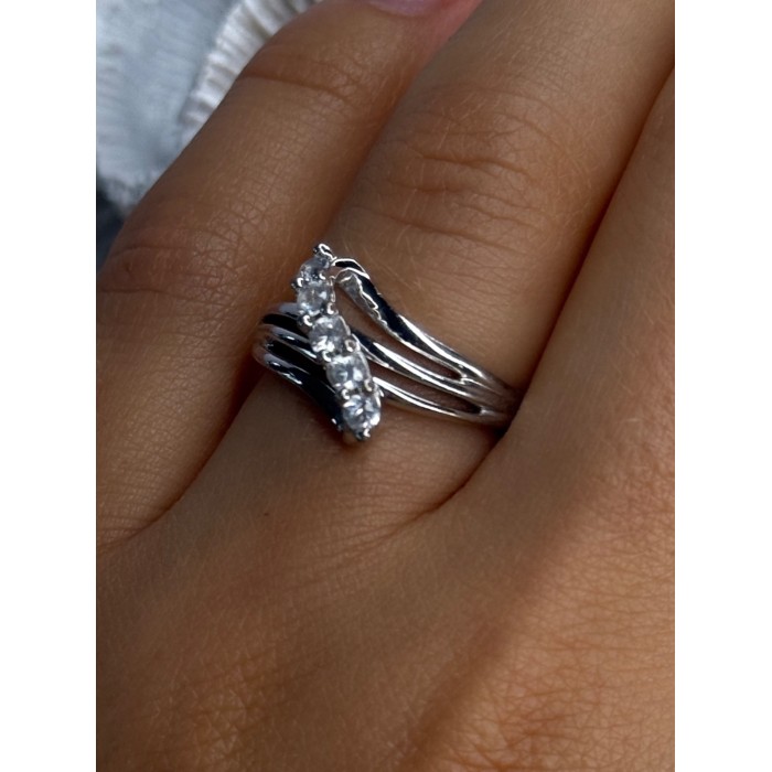 925 Sterling Silver Sun White Topaz Ring Size 6.5