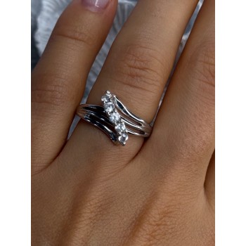 925 Sterling Silver Sun White Topaz Ring Size 6.5