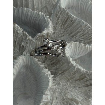 925 Sterling Silver Sun White Topaz Ring Size 6.5