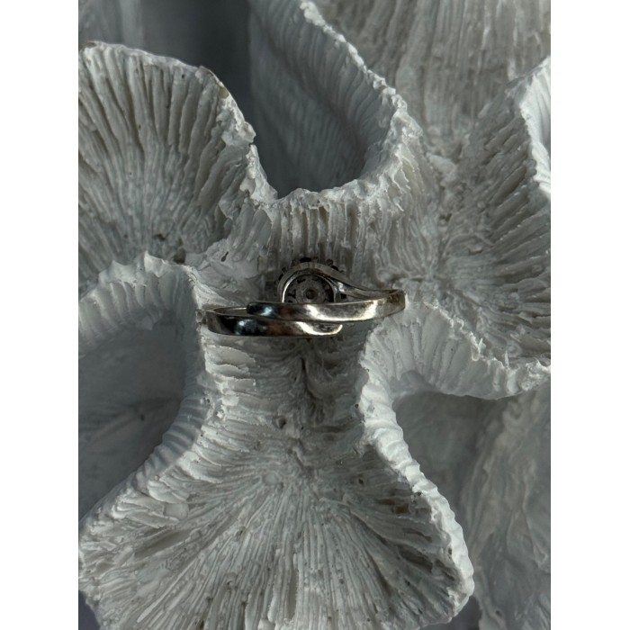 925 Sterling Silver Blue & White Sapphire Flower Ring Sizable