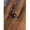 925 Sterling Silver Blue & White Sapphire Flower Ring Sizable