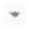 925 Sterling Silver Aquamarine & CZ Ring Size 7