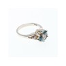 925 Sterling Silver Aquamarine & CZ Ring Size 7