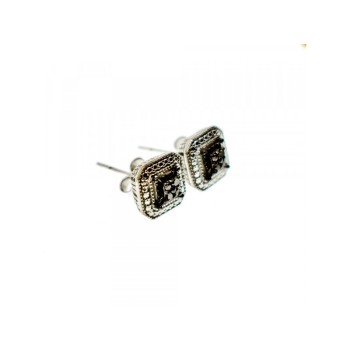 925 Sterling Silver Black Spinel Stud Earrings