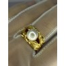 925 STERLING SILVER GOLD PLATED PEARL RING SIZE ADJUSTABLE