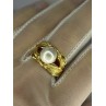 925 STERLING SILVER GOLD PLATED PEARL RING SIZE ADJUSTABLE