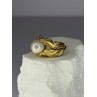 925 STERLING SILVER GOLD PLATED PEARL RING SIZE ADJUSTABLE