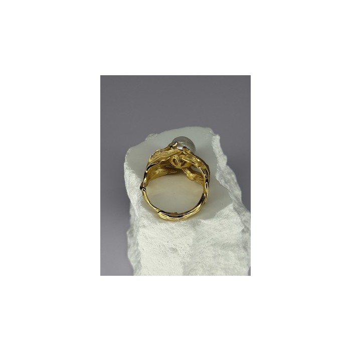 925 STERLING SILVER GOLD PLATED PEARL RING SIZE ADJUSTABLE