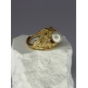 925 STERLING SILVER GOLD PLATED PEARL RING SIZE ADJUSTABLE