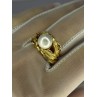 925 STERLING SILVER GOLD PLATED PEARL RING SIZE ADJUSTABLE