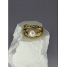 925 STERLING SILVER GOLD PLATED PEARL RING SIZE ADJUSTABLE