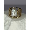 925 STERLING SILVER GOLD PLATED PEARL RING SIZE ADJUSTABLE