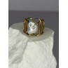 925 STERLING SILVER GOLD PLATED PEARL RING SIZE ADJUSTABLE