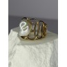 925 STERLING SILVER GOLD PLATED PEARL RING SIZE ADJUSTABLE
