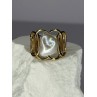 925 STERLING SILVER GOLD PLATED PEARL RING SIZE ADJUSTABLE