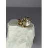 925 STERLING SILVER GOLD PLATED PEARL RING SIZE ADJUSTABLE