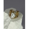 925 STERLING SILVER GOLD PLATED PEARL RING SIZE ADJUSTABLE