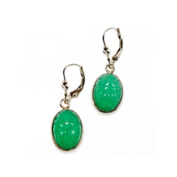 925 STERLING SILVER GREEN NEPHRITE EARRINGS