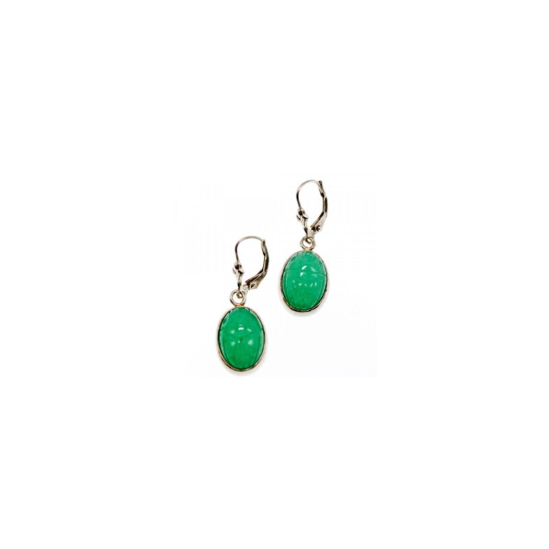 925 STERLING SILVER GREEN NEPHRITE EARRINGS