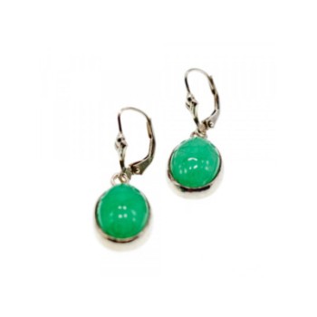 925 STERLING SILVER GREEN NEPHRITE EARRINGS