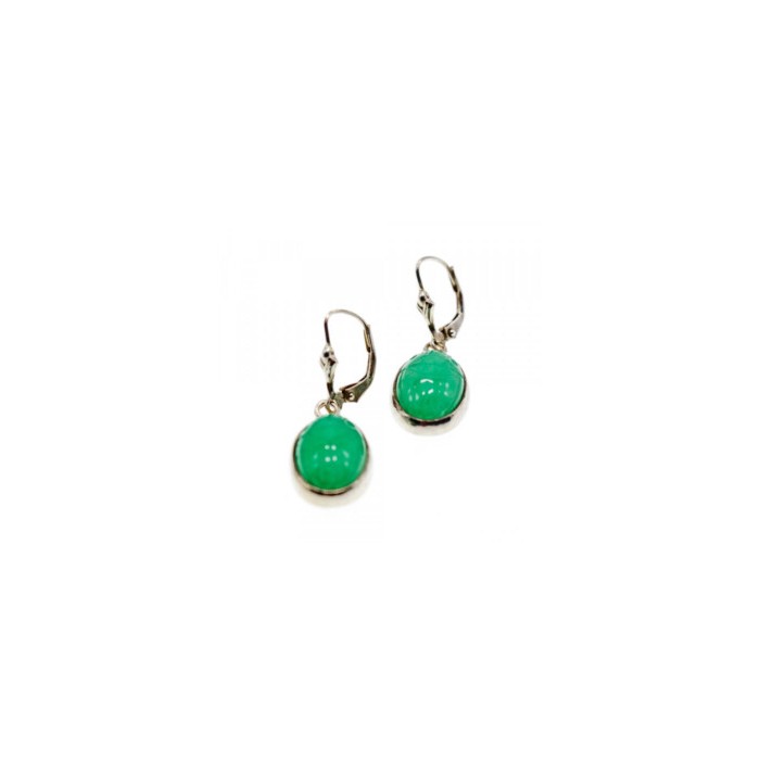 925 STERLING SILVER GREEN NEPHRITE EARRINGS