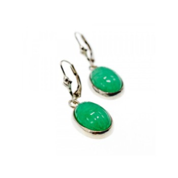 925 STERLING SILVER GREEN NEPHRITE EARRINGS