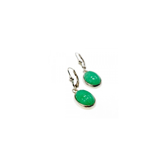 925 STERLING SILVER GREEN NEPHRITE EARRINGS