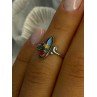 Colorful Native American 925 Sterling Silver Multi Gemstone Ring Size 5