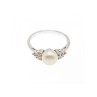 925 Sterling Silver Pearl & CZ Ring Size 7
