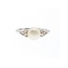 925 Sterling Silver Pearl & CZ Ring Size 7