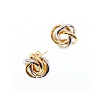 14K WHITE & YELLOW GOLD EARRINGS