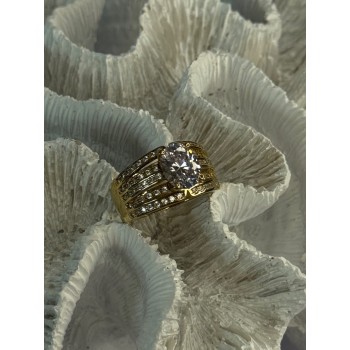 Beautiful 925 Sterling Silver Gold Plated CZ Ring Size 9