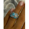 925 Sterling Silver Turquoise & CZ Ring Size 6