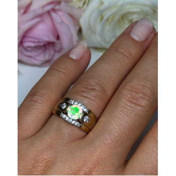925 Sterling Silver Gold Plated CZ Ring Size 7