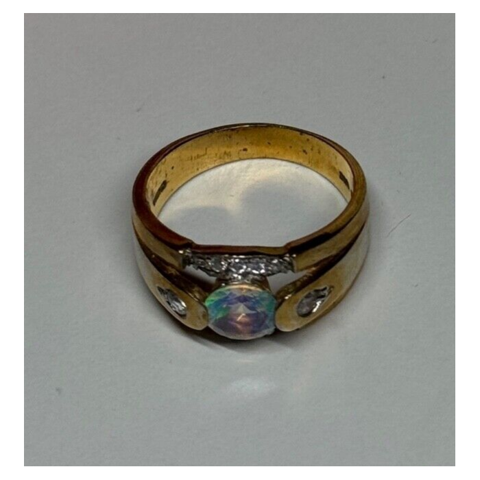 925 Sterling Silver Gold Plated CZ Ring Size 7