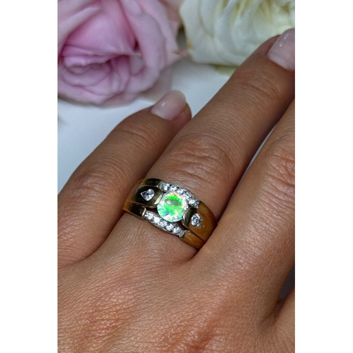 925 Sterling Silver Gold Plated CZ Ring Size 7