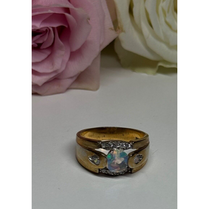 925 Sterling Silver Gold Plated CZ Ring Size 7